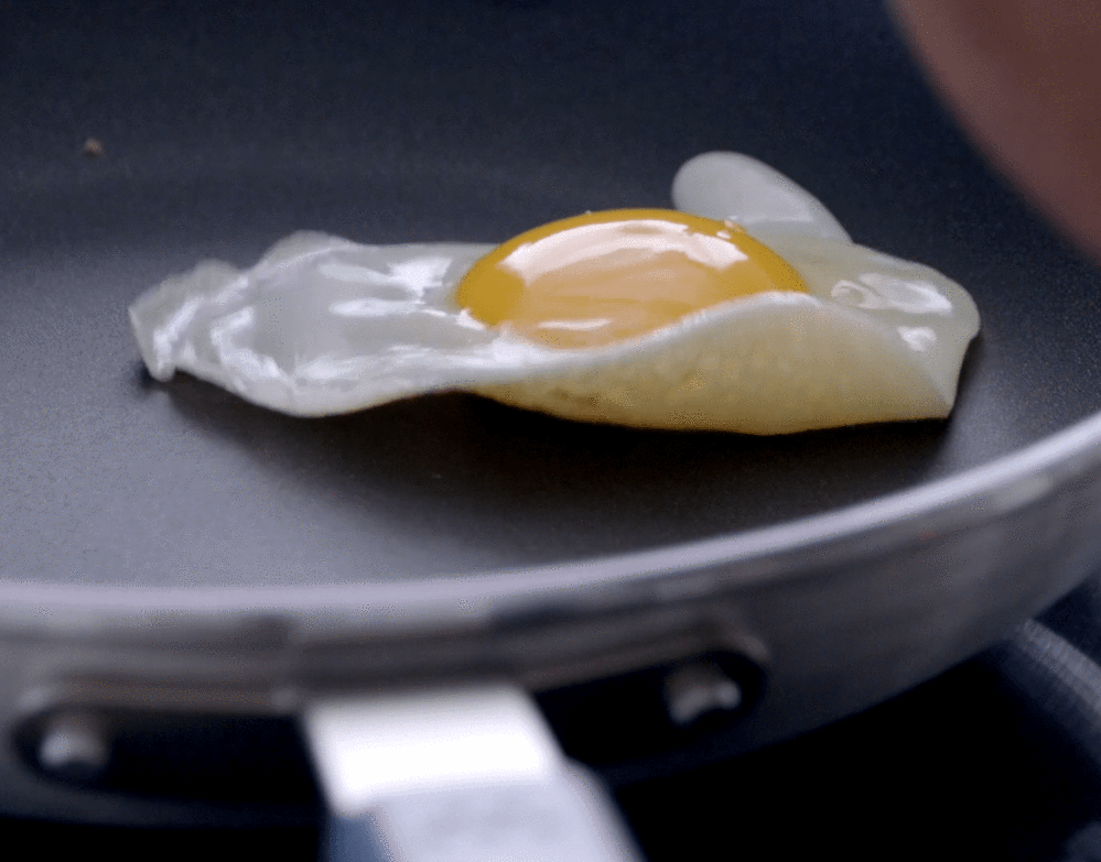 Polytetrafluoroethylene: a fried egg blows off a nonstick pan