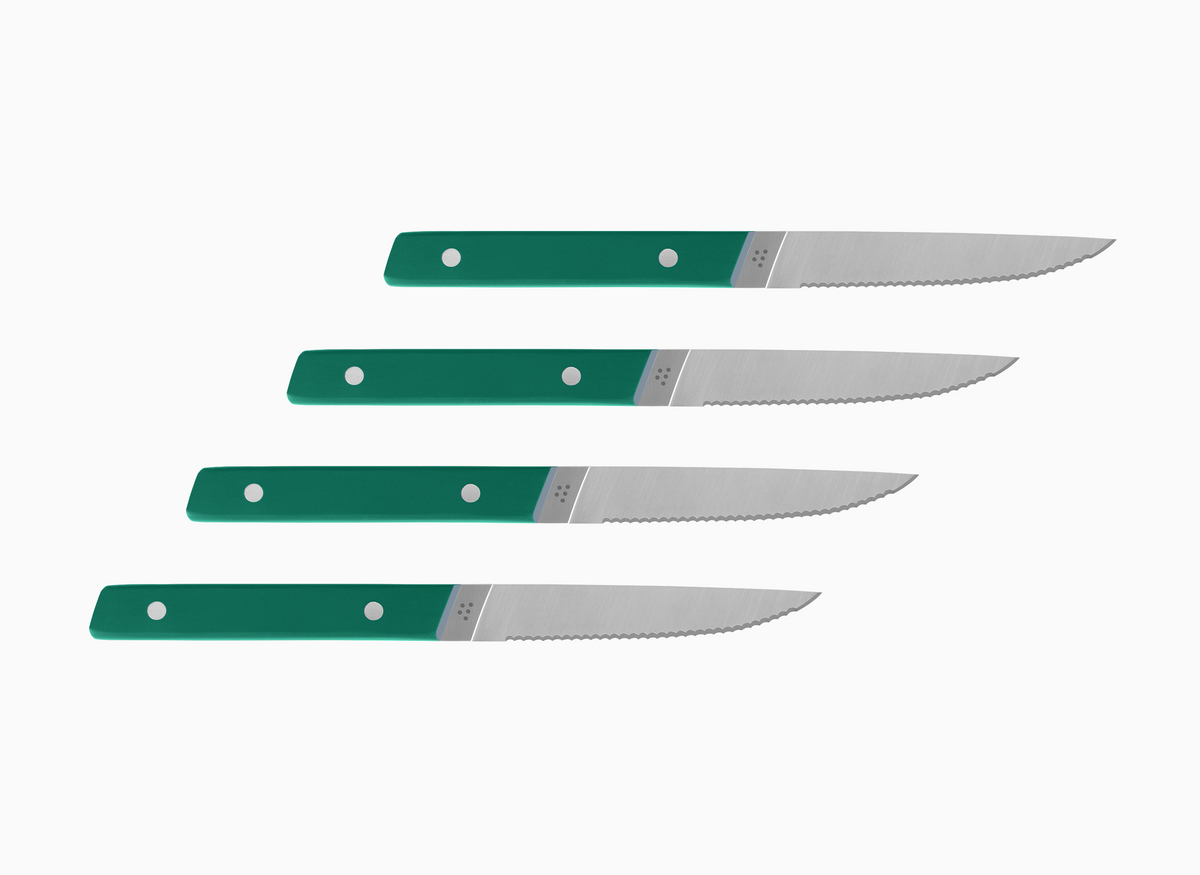 4-Piece Misen Steak Knives in green