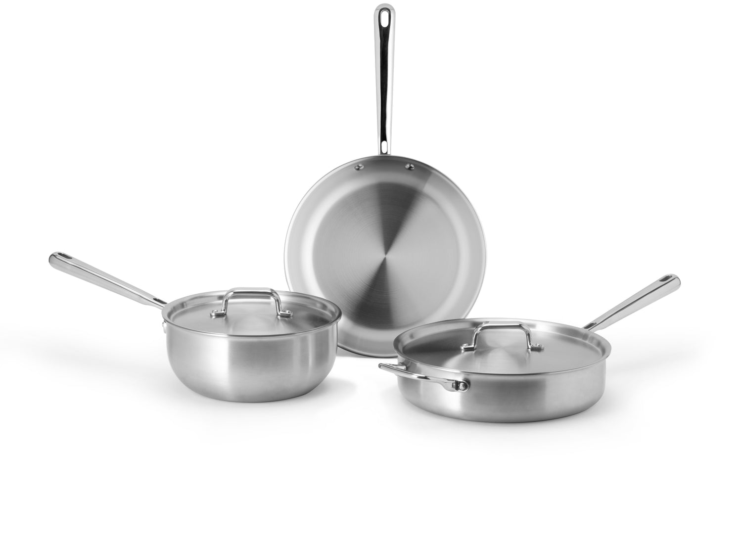 Stainless Cookware Set (3 Piece + Lids)