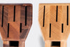Empty Ash and Walnut Misen Knife Blocks seen from the front, side-by-side.