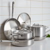 Displaying a 9PC Misen Stainless Steel Cookware Set in a kitchen