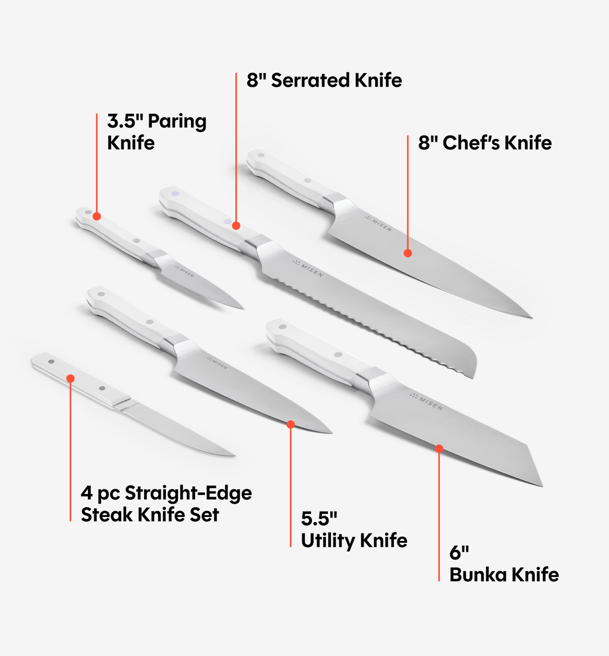 11-Piece Knife Set (ACUTO440) - White