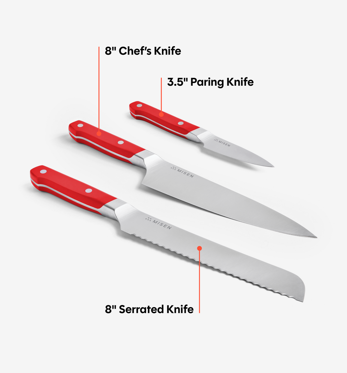 3-Piece Knife Set (ACUTO440) - Red