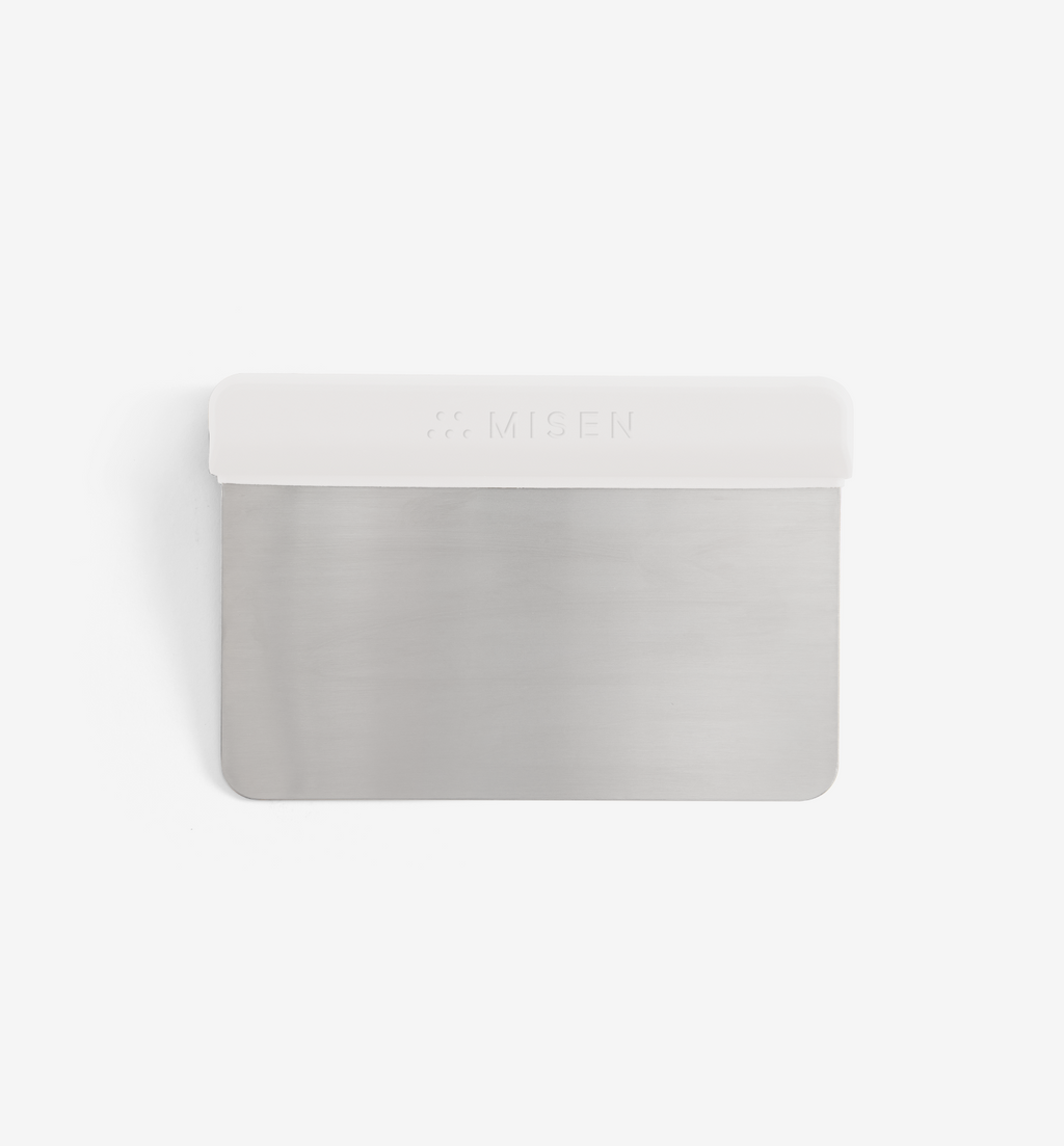 Misen stainless steel bench scraper with white plastic handle