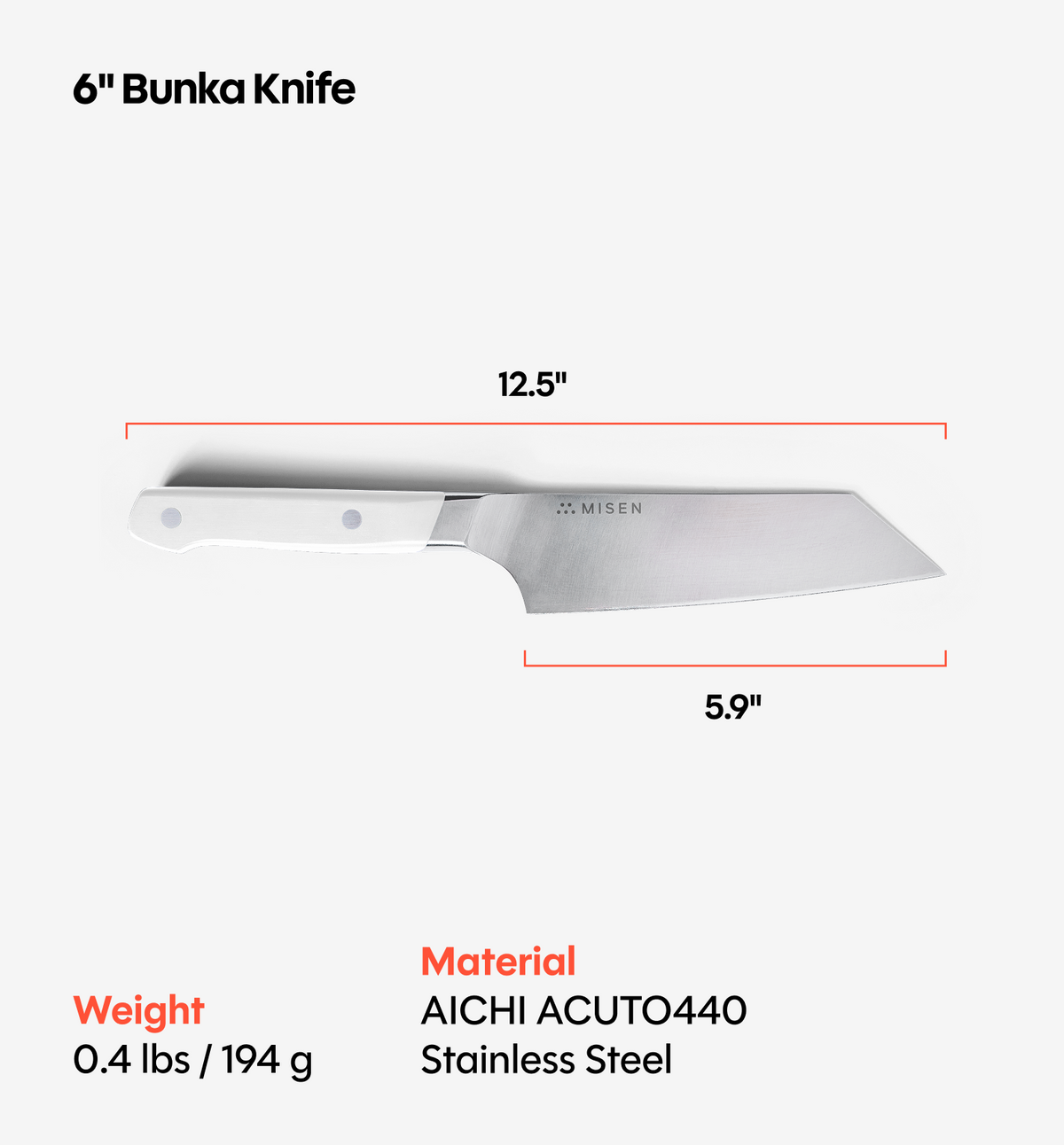 6" Bunka Knife (ACUTO440) - White