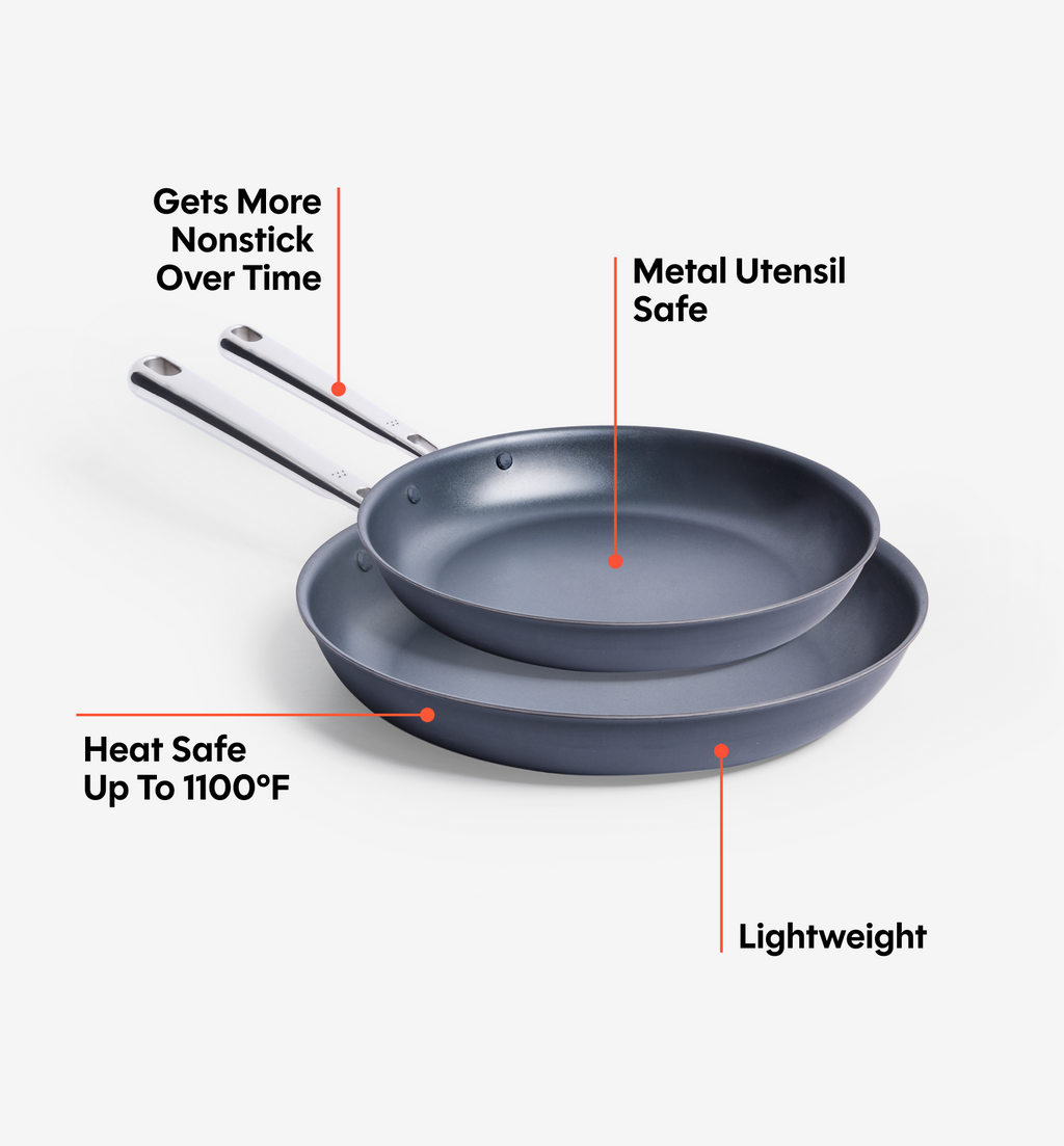 8" + 10" Carbon Nonstick™ Frying Pan + Glass Lids