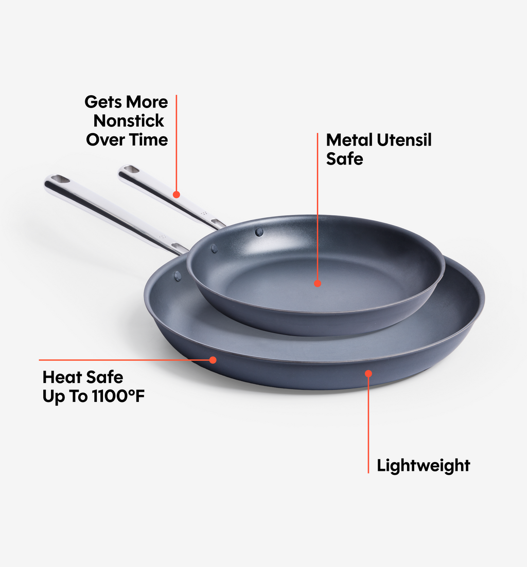 8" + 12" Carbon Nonstick™ Frying Pan + Glass Lids