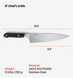 8" Chef's Knife (ACUTO440) - Black