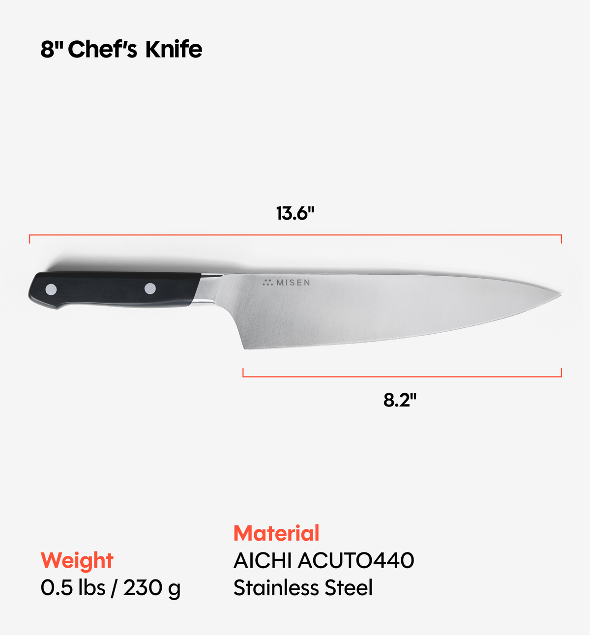 8" Chef's Knife (ACUTO440) - Black