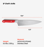8" Chef's Knife (ACUTO440) - Red