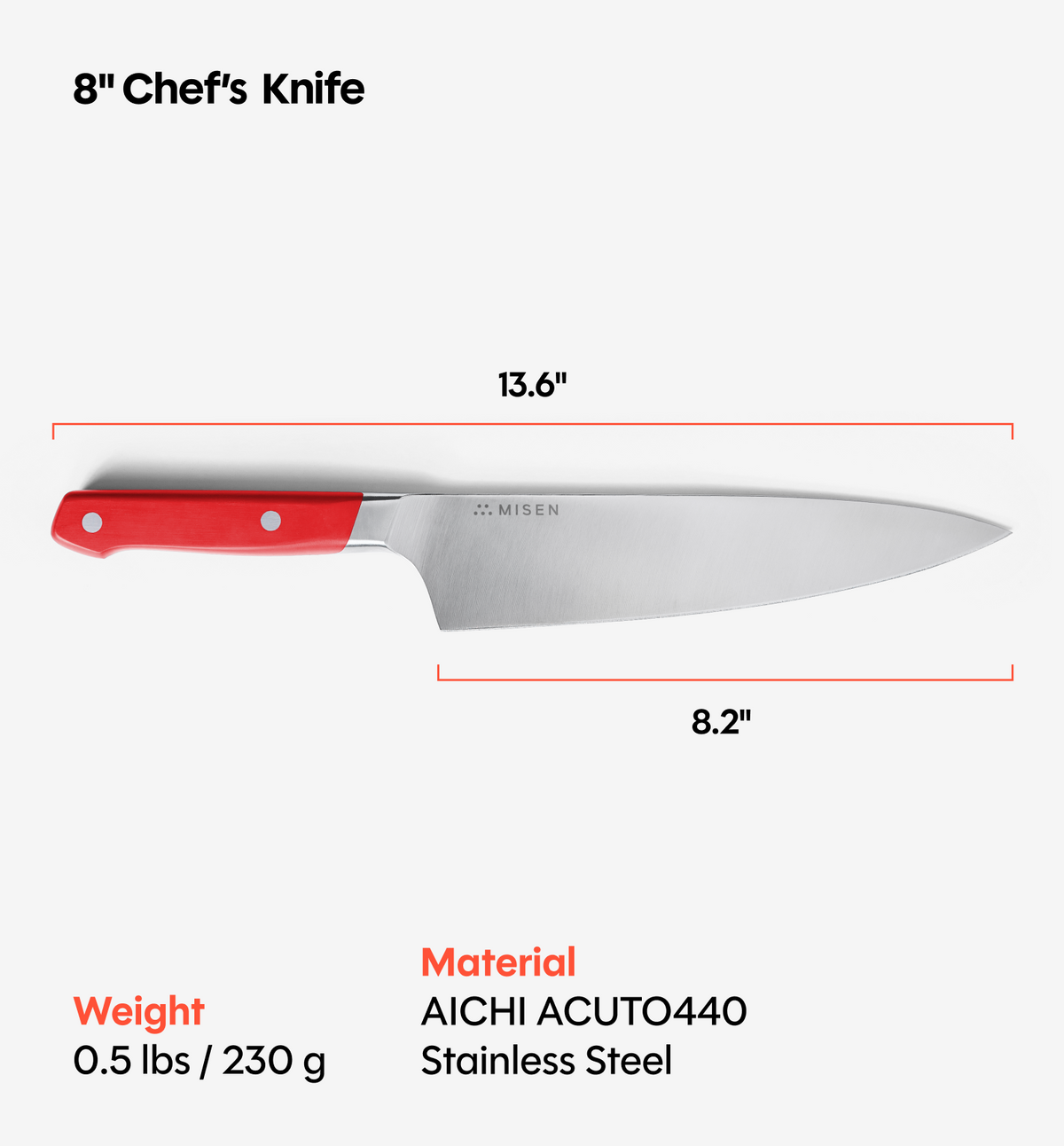 8" Chef's Knife (ACUTO440) - Red