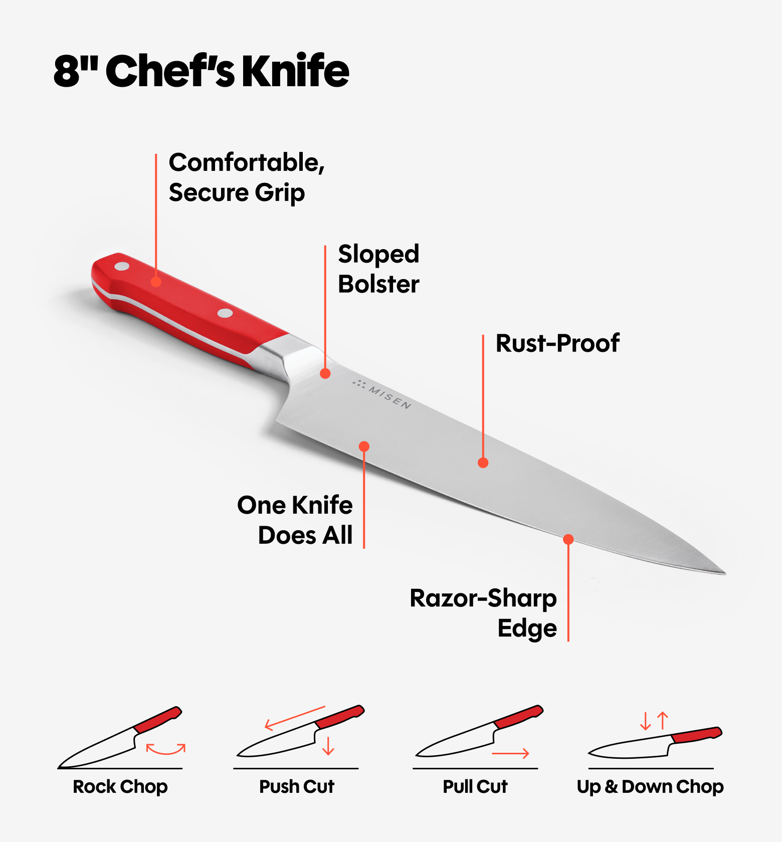 8" Chef's Knife (ACUTO440) - Red