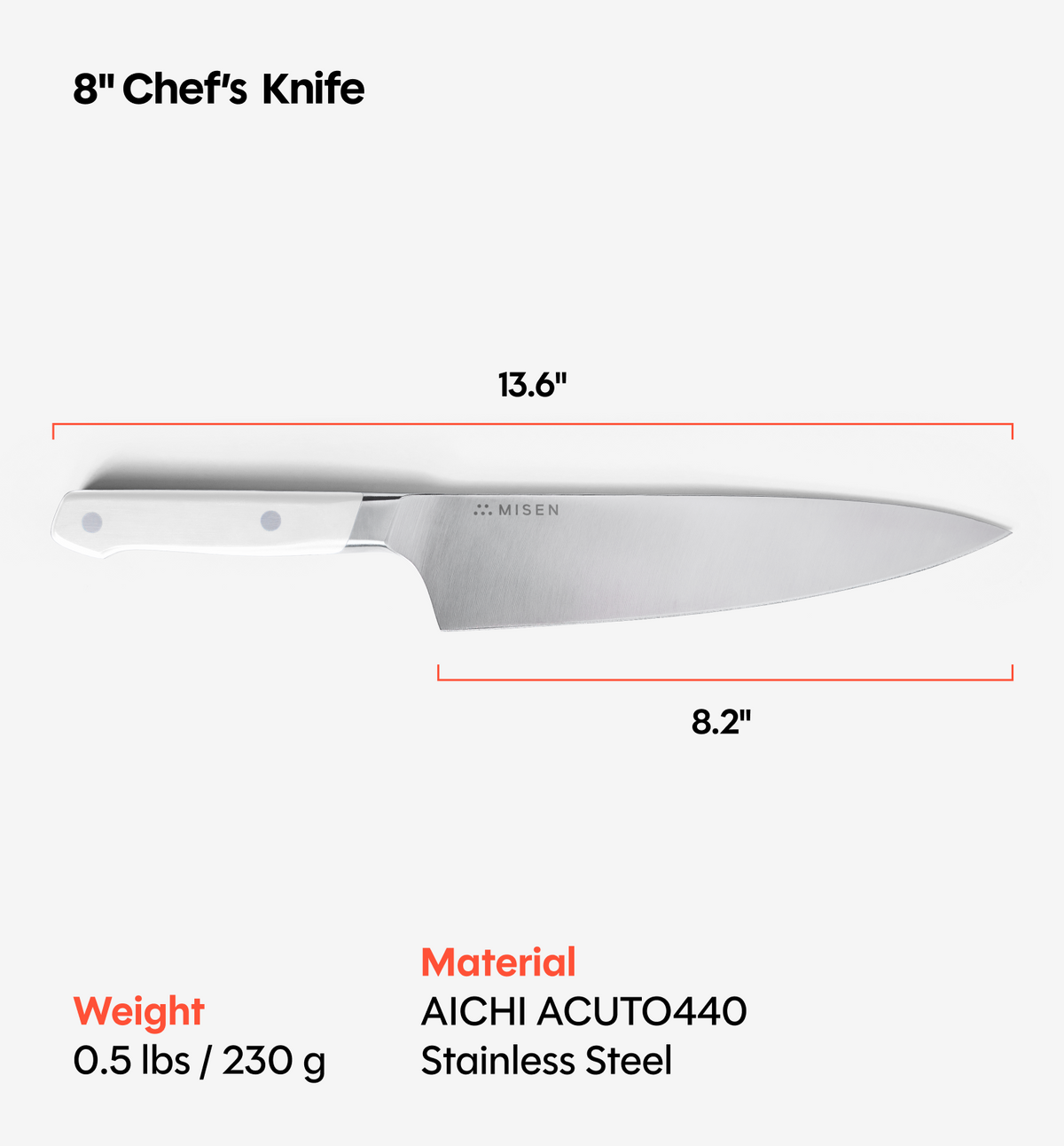 8" Chef's Knife (ACUTO440) - White