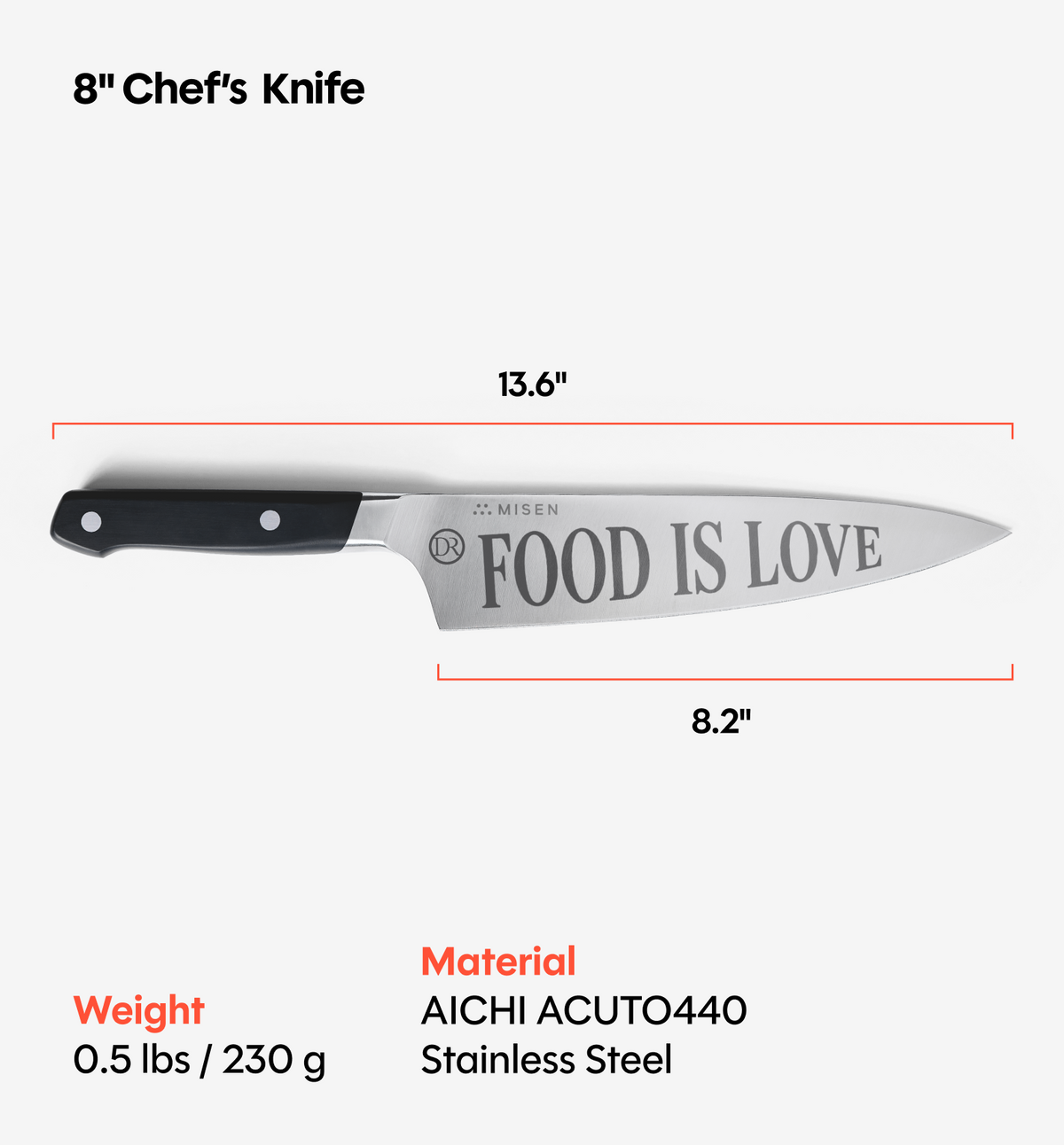 Misen x Chef David Rose 8” Chef’s Knife - Black