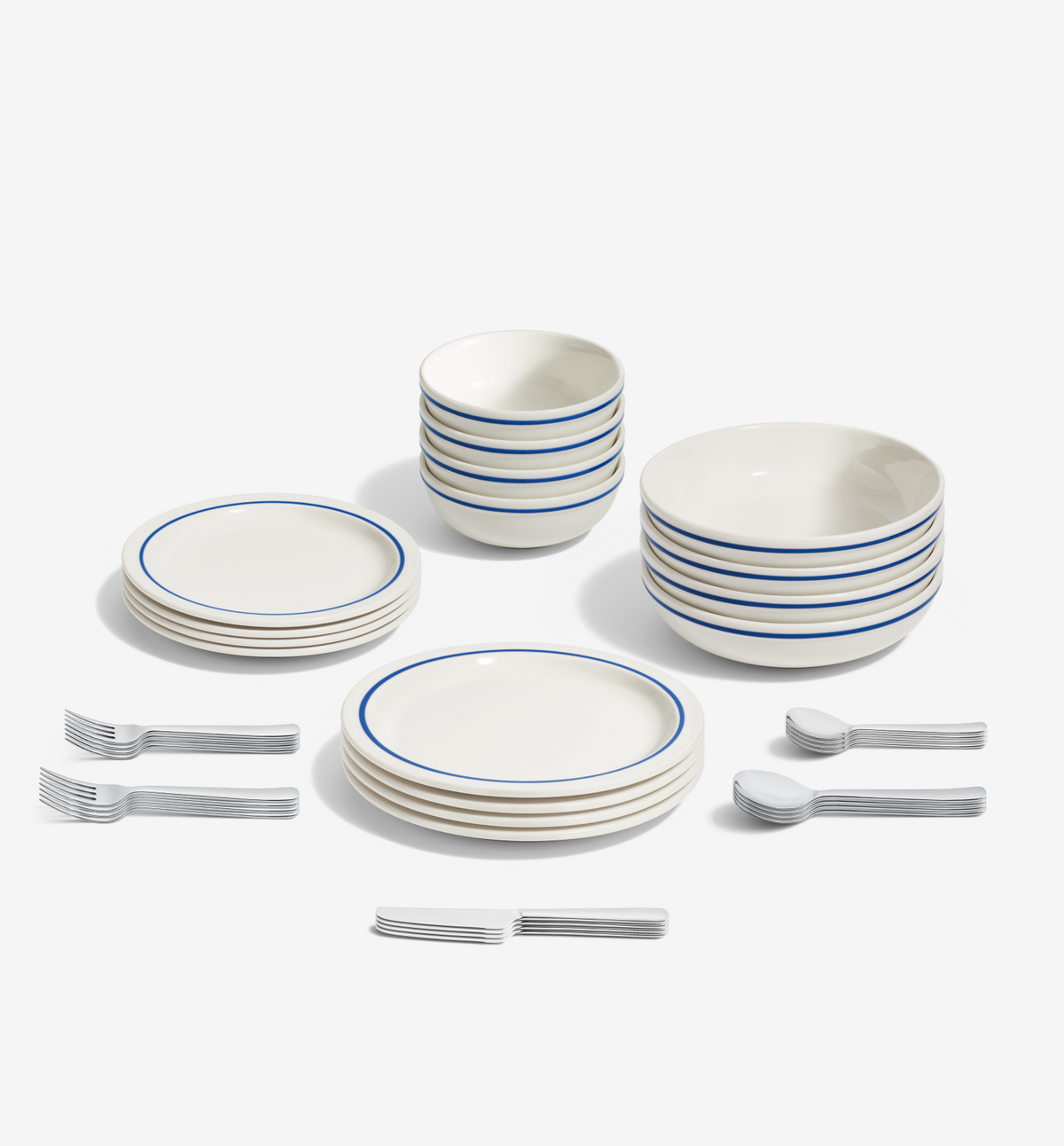36-Piece Dinnerware + Flatware Set (Serves 4) - Blue / Polished