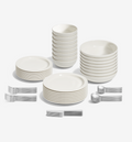72-piece white dinnerware and brushed 18/10 stainless steel flatware set (serves 8)