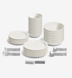 72-piece white dinnerware and brushed 18/10 stainless steel flatware set (serves 8)
