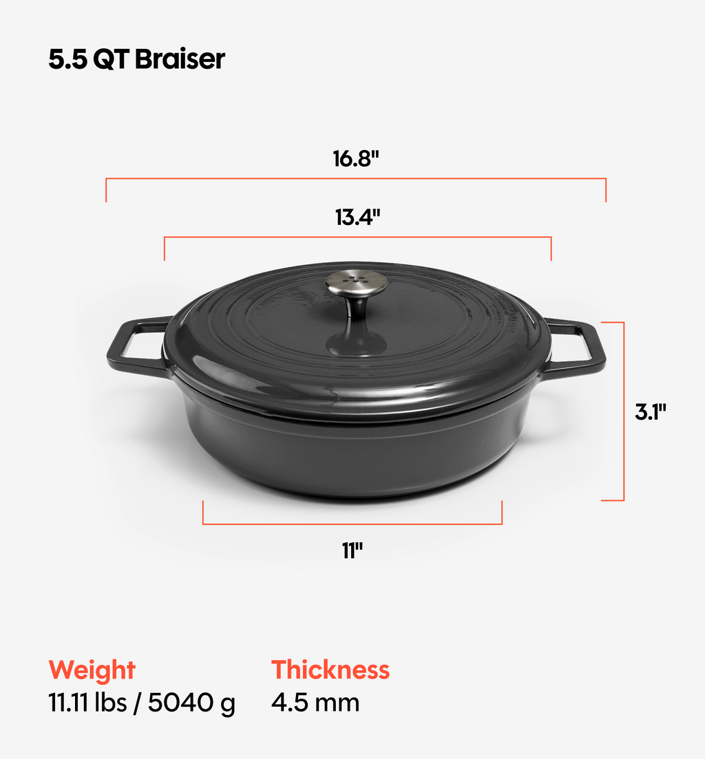 5.5 QT Enamel Cast-Iron Braiser - Final Sale