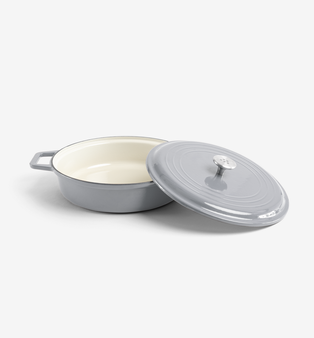 5.5 QT Enamel Cast-Iron Braiser - Gray - Final Sale