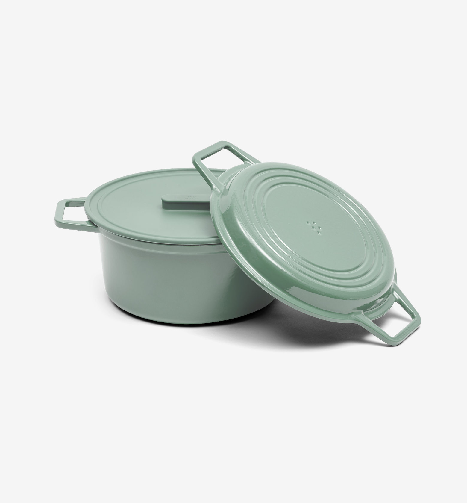 5.5 QT Enamel Cast-Iron Dutch Oven - Grill & Silicone Lid - Sage - Final Sale