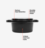 7 QT Enamel Cast-Iron Dutch Oven - Grill Lid - Black - Final Sale