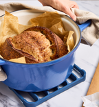 7 QT Enamel Cast-Iron Dutch Oven - Classic Lid - Classic Blue - Final Sale