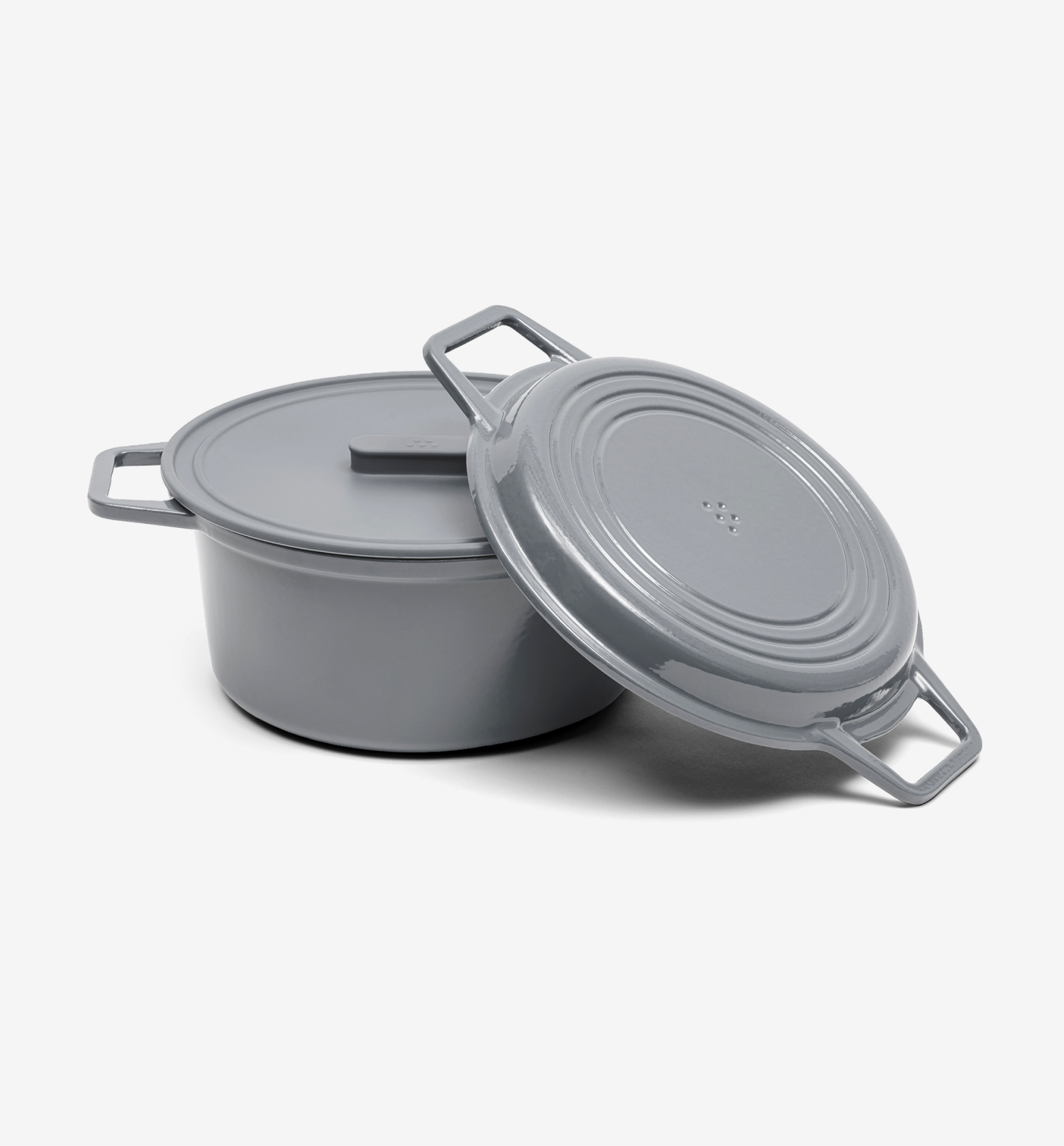 7 QT Enamel Cast-Iron Dutch Oven - Grill & Silicone Lid - Gray - Final Sale