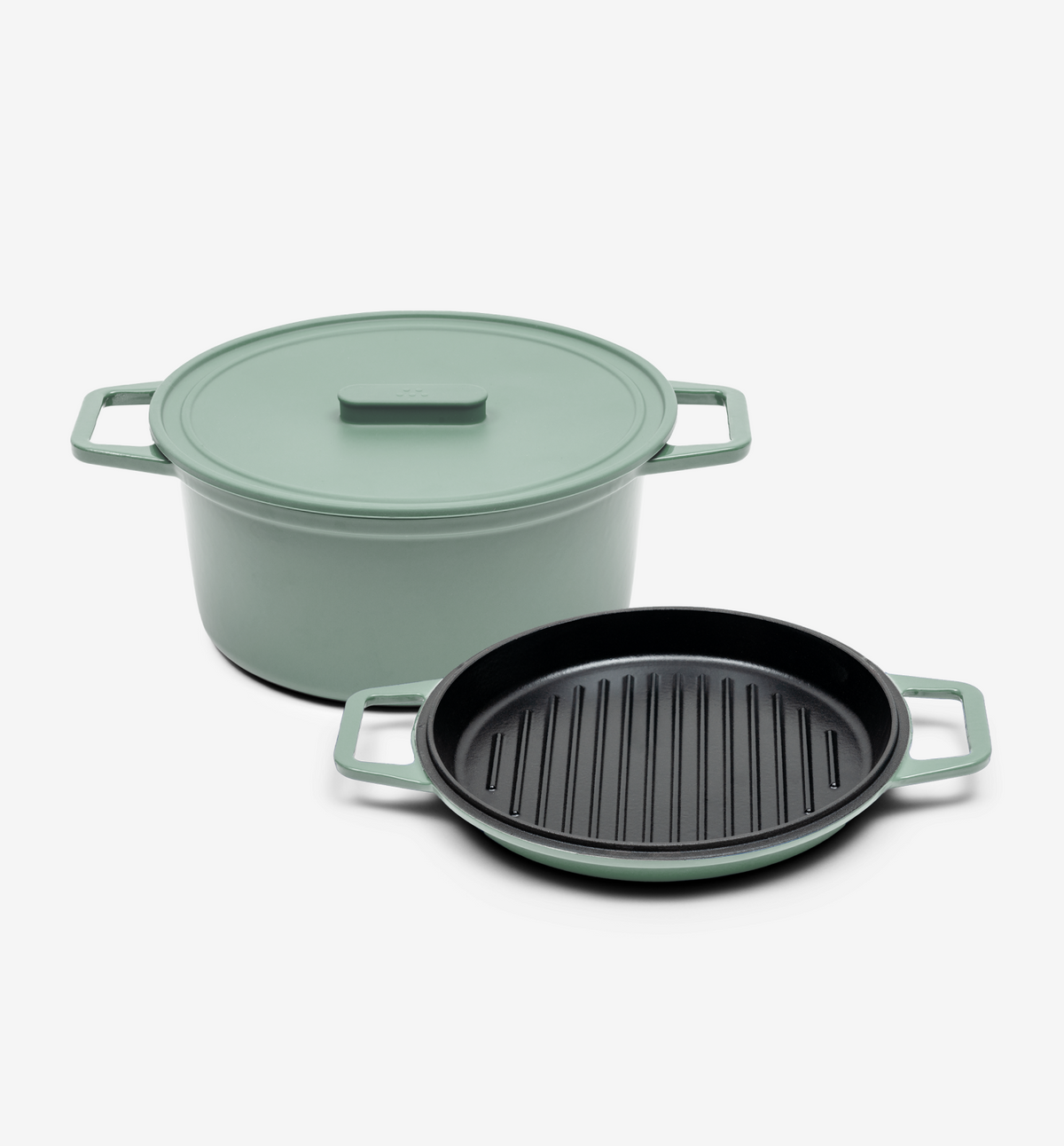 7 QT Enamel Cast Iron Dutch Oven Grill & Silicone Lid Sage Final Sale
