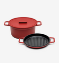 7 QT Enamel Cast-Iron Dutch Oven - Grill & Silicone Lid - Red - Final Sale