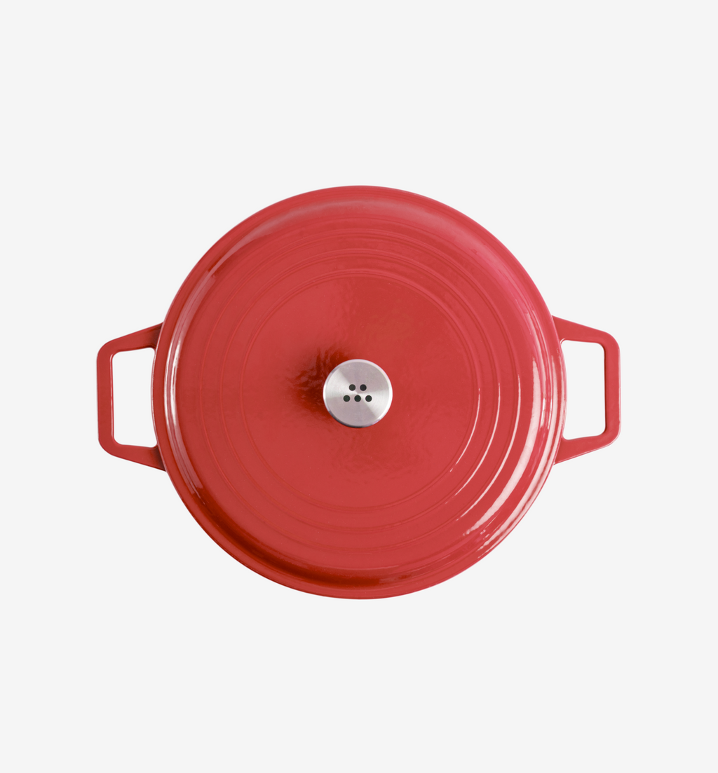 7 QT Enamel Cast-Iron Dutch Oven - Classic Lid - Red - Final Sale