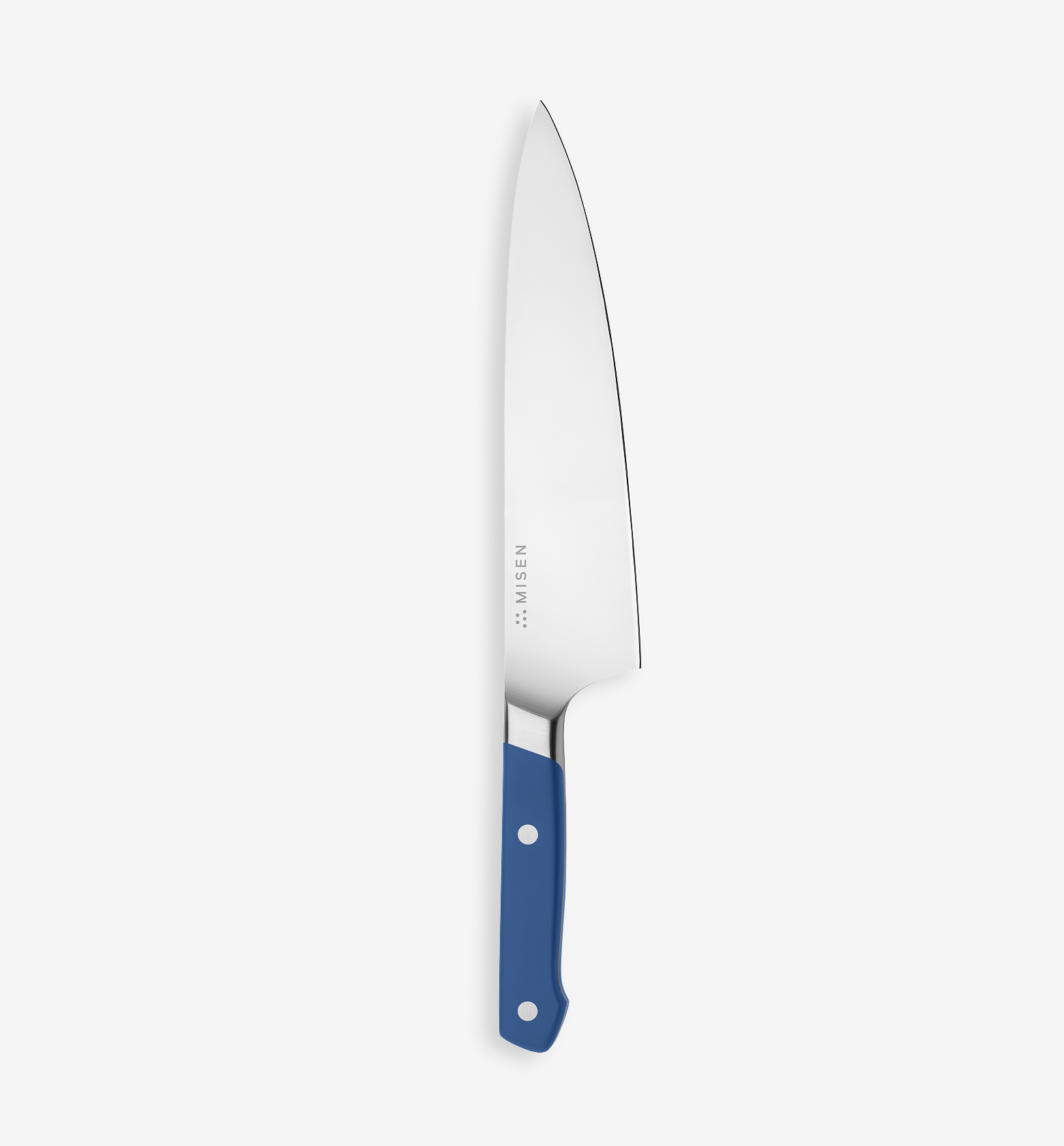 Misen chef's knife with blue handle and stainless steel blade