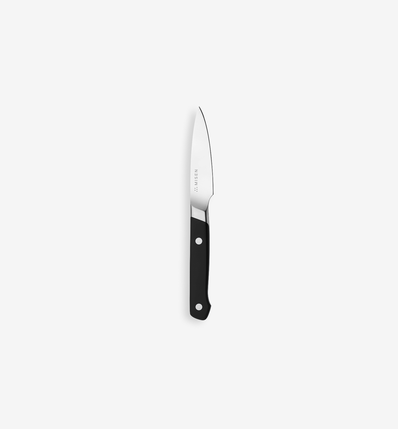 Misen paring knife with black handle and stainless steel blade
