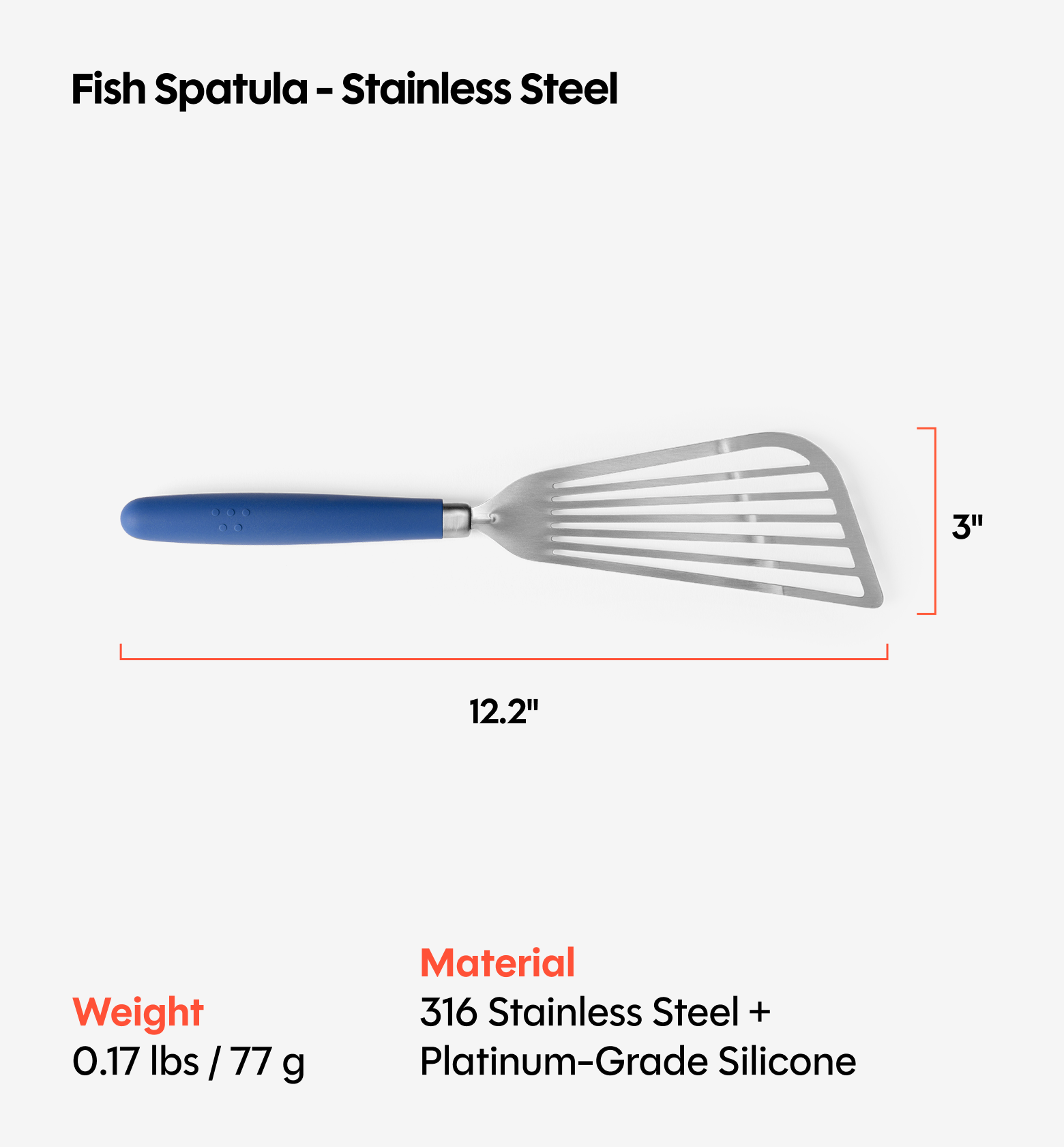 Stainless Steel Fish Spatula - Blue