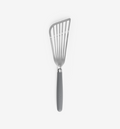 Stainless steel slotted fish spatula with gray non-slip handle