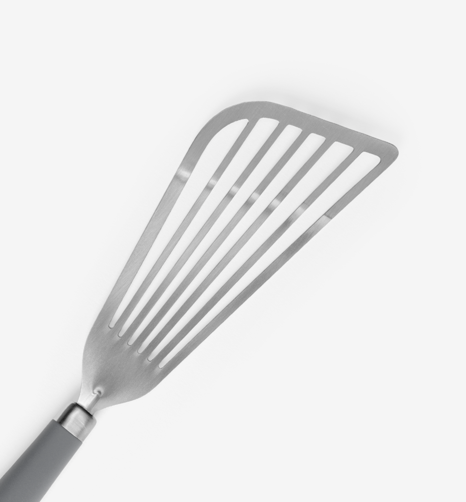 Stainless steel slotted fish spatula with gray handle