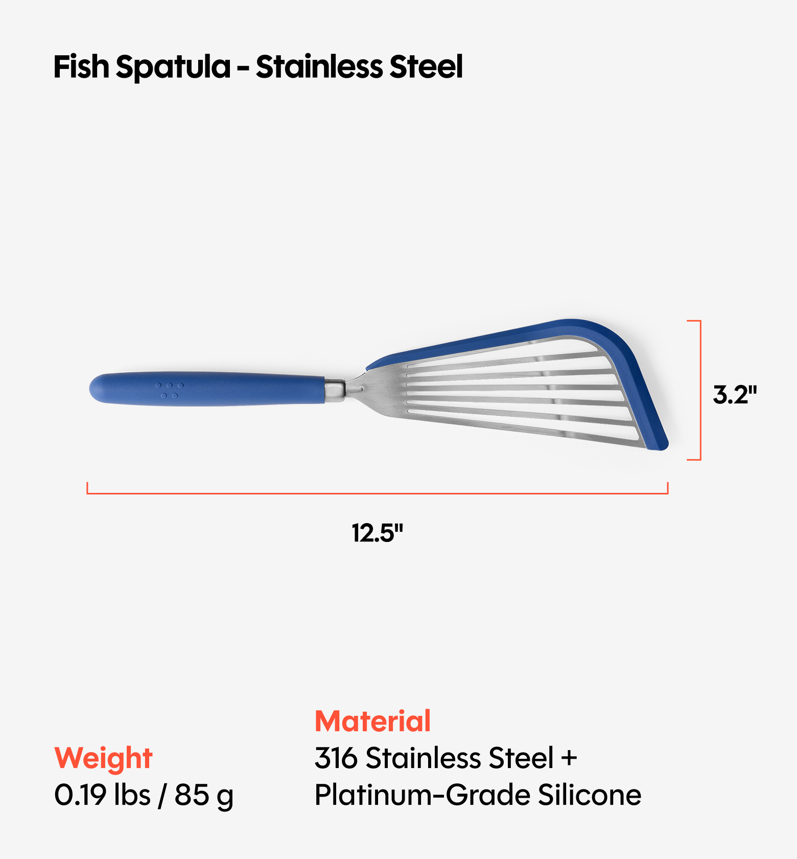 Silicone Fish Spatula - Blue