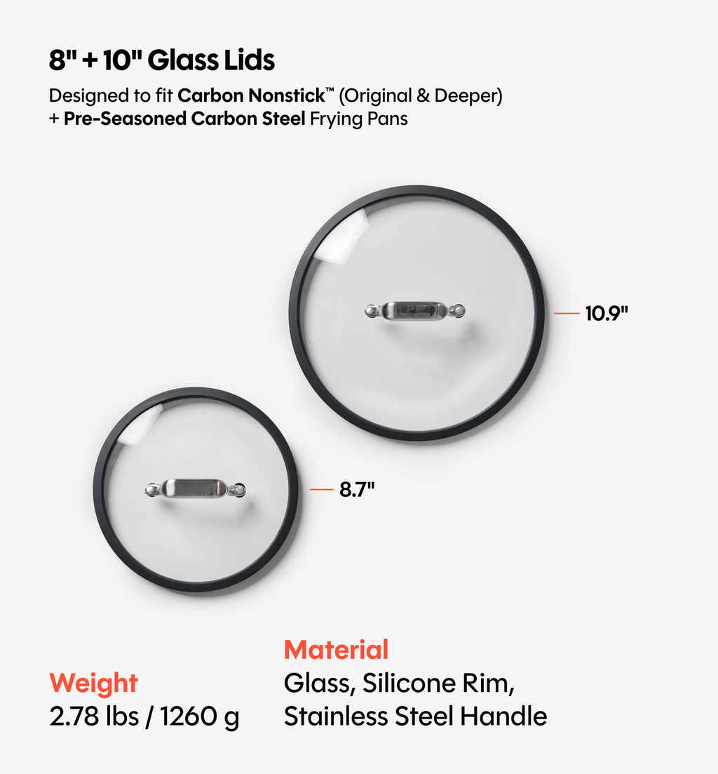 8" + 10" Carbon Nonstick™ Frying Pan + Glass Lids