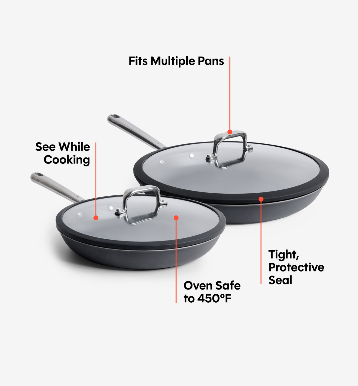 10” + 12” Pre-Seasoned Carbon Steel Frying Pan + Glass Lids