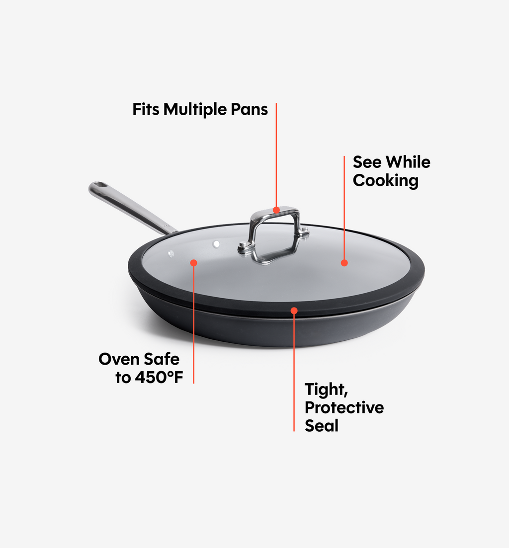 12” Pre-Seasoned Carbon Steel Frying Pan + Glass Lid