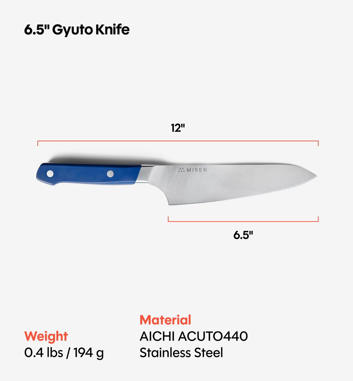6.5" Gyuto Knife (ACUTO440) - Blue