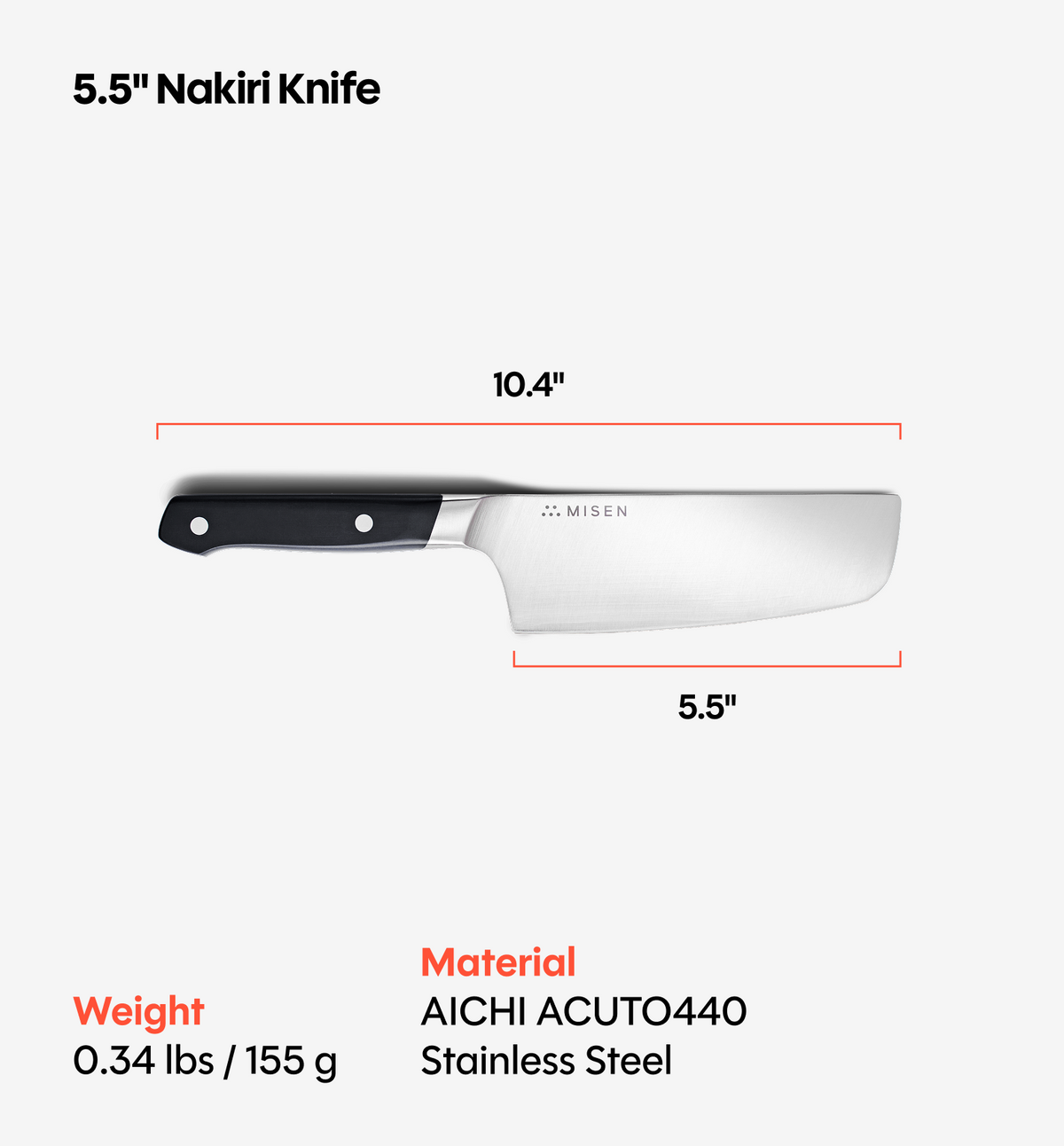 5.5" Nakiri Knife (ACUTO440) - Black