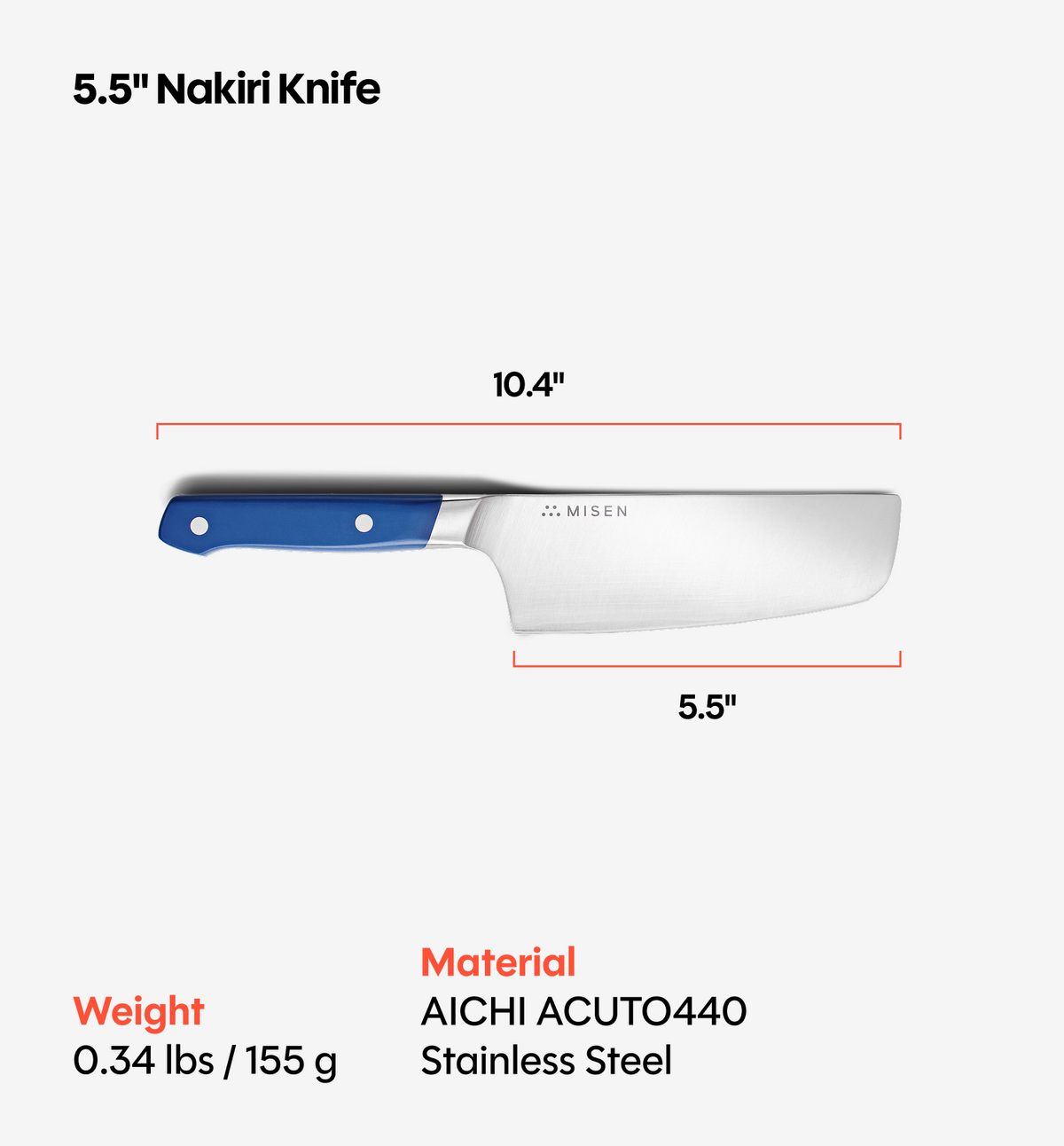 5.5" Nakiri Knife (ACUTO440) - Blue