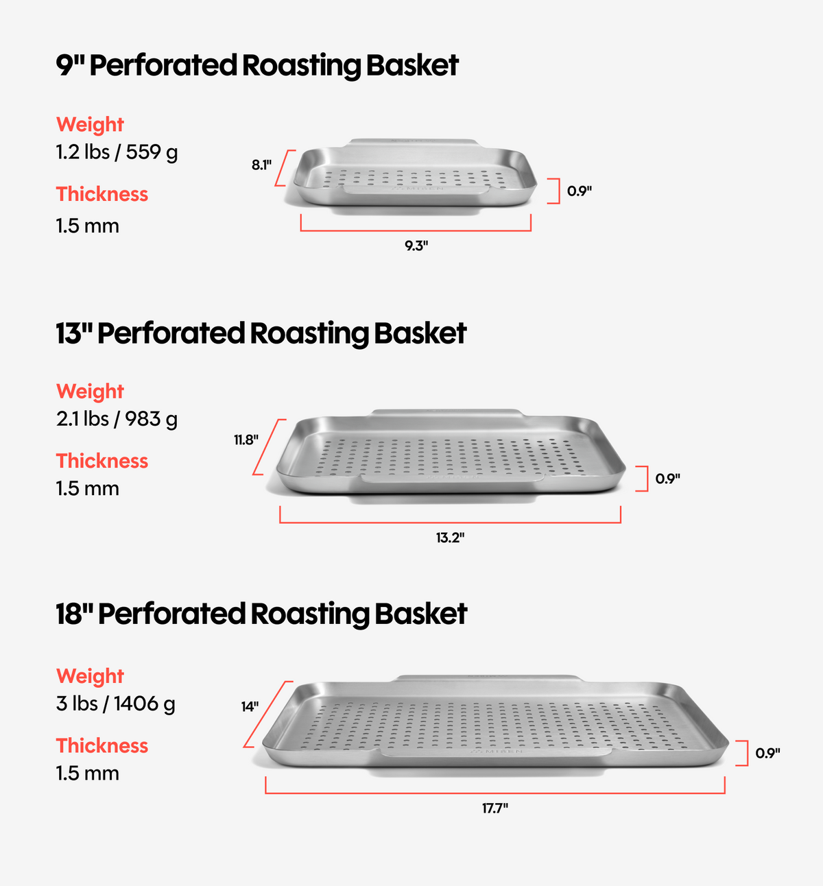 13" Stainless Steel Perforated Roasting Basket