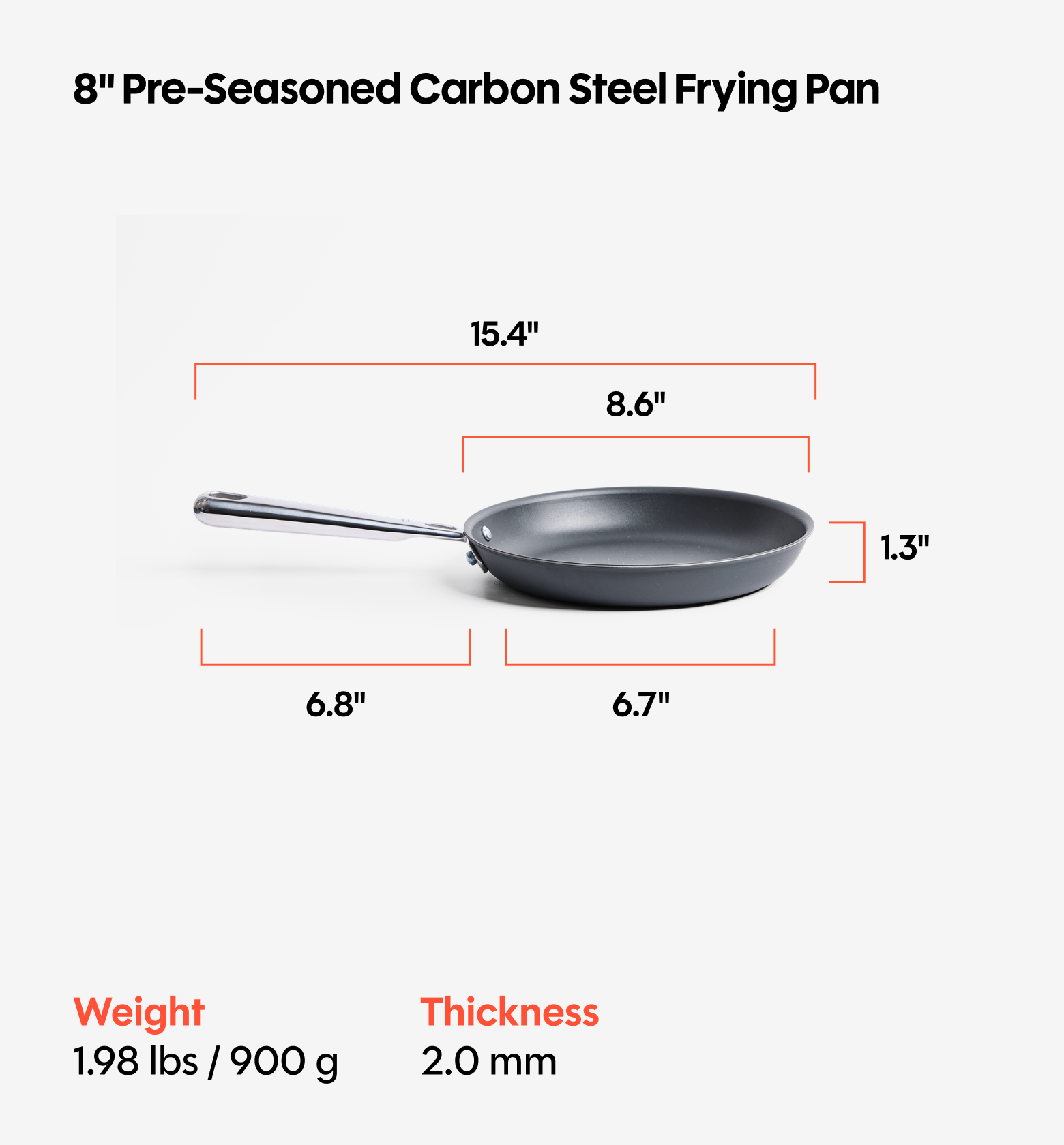 8" Pre-Seasoned Carbon Steel Frying Pan