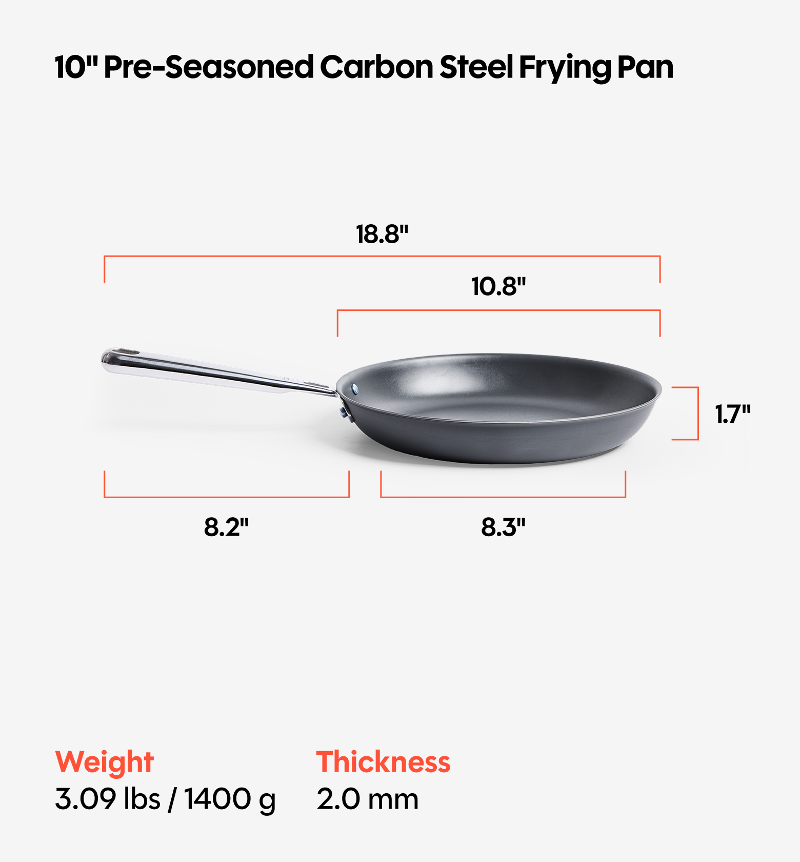 10" Pre-Seasoned Carbon Steel Frying Pan