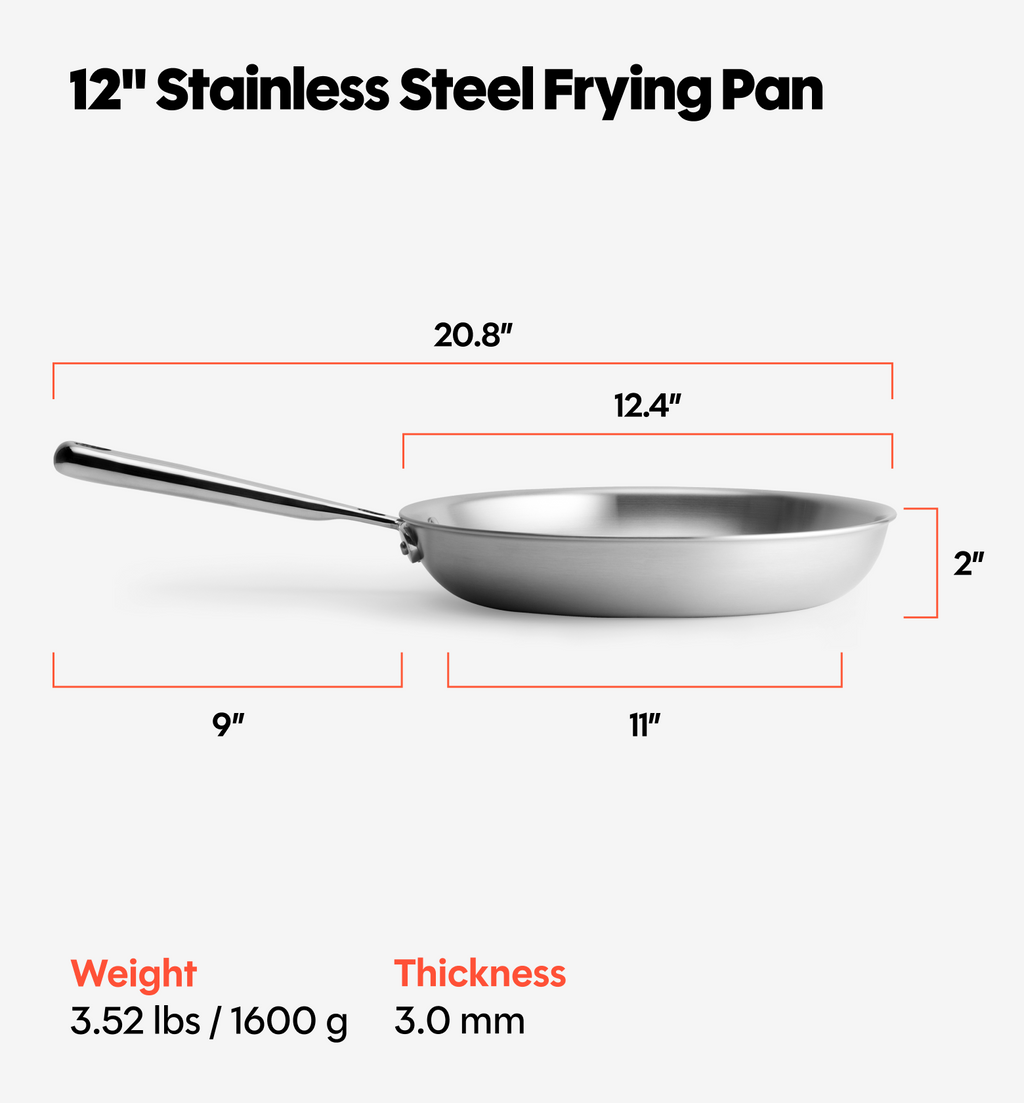 12" Stainless Steel Frying Pan