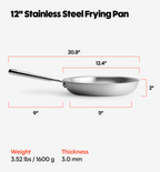12" Stainless Steel Frying Pan
