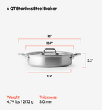 6 QT Stainless Steel Braiser
