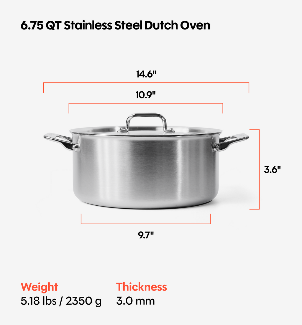 6.75 QT Stainless Steel Dutch Oven