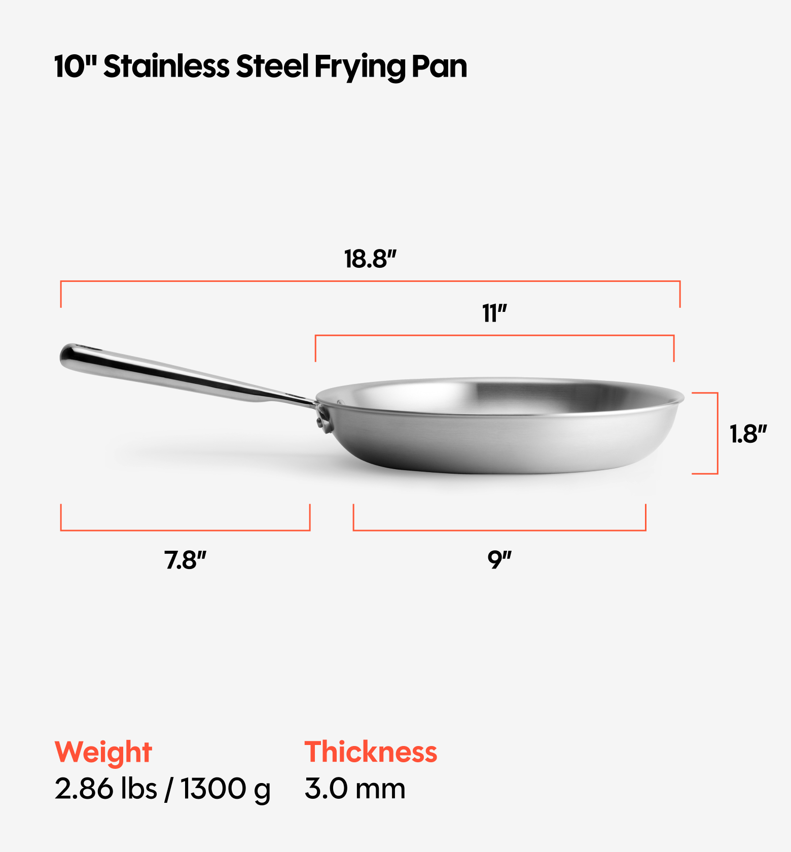 10" Stainless Steel Frying Pan